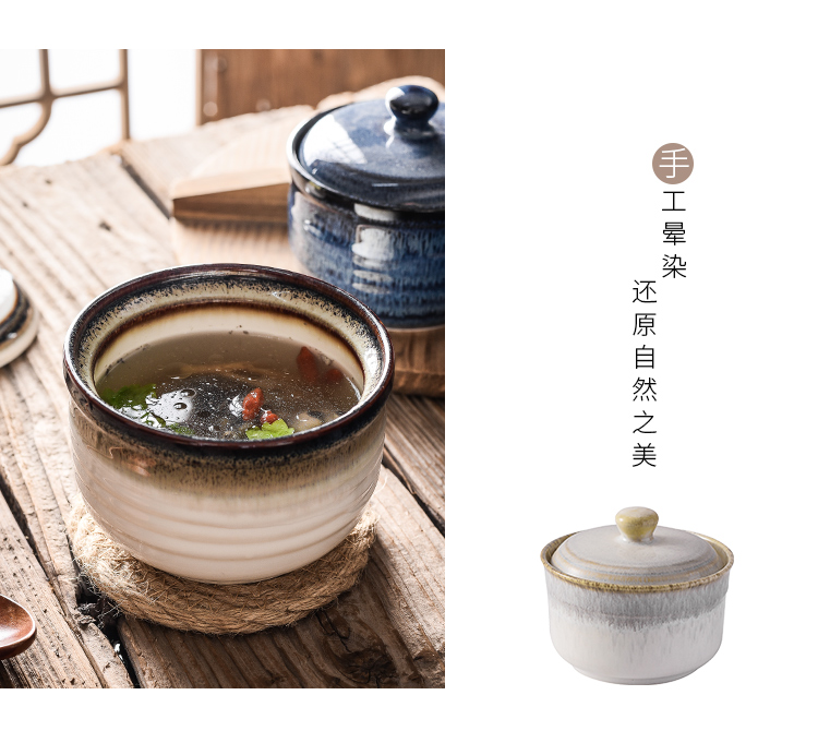 Stew ceramic bird 's nest with cover every household water Stew pot soup curing high - temperature small soup bowl, small single use