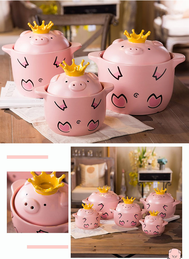 Hey pig ceramic casserole trill household gas mini cartoon high temperature flame web celebrity pig simmering stew