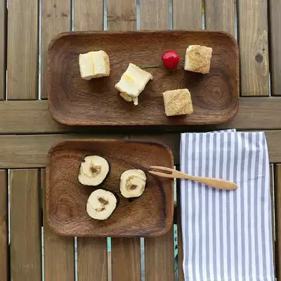 Wood plate whole wood plate retro high-grade snack plate Japanese snack fruit wooden plate creative tableware non-lacquered Acacia plate