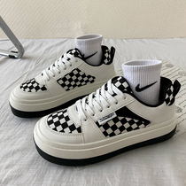 2021 new niche checkerboard small white canvas shoes female Joker students thick bottom sports Spring and Autumn ins trendy shoes