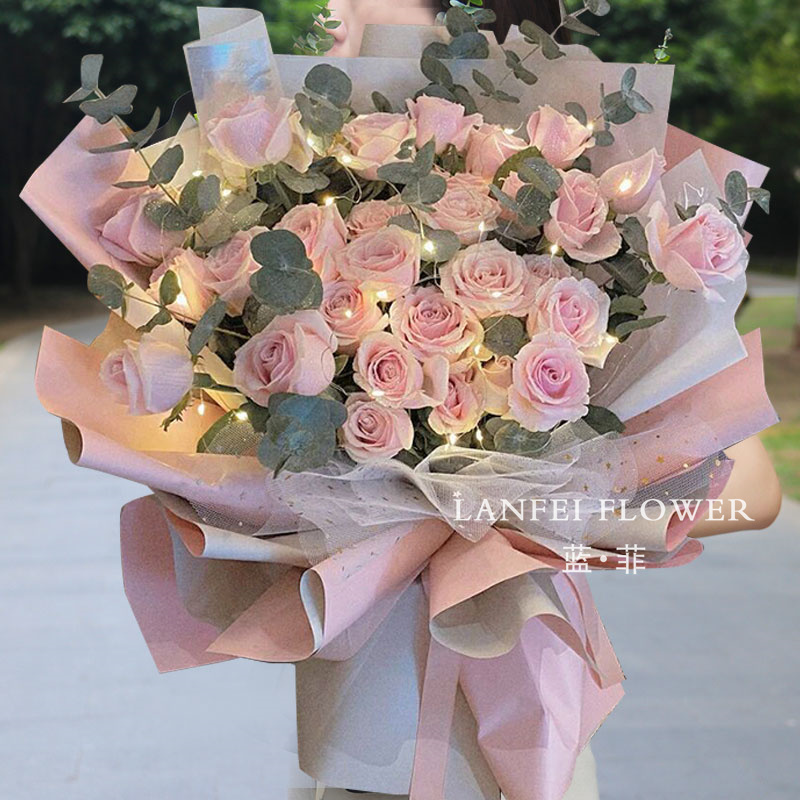 99 pink roses bouquet Birthday flowers delivery Beijing Shanghai Guangzhou Shenzhen Suzhou same city delivery florist