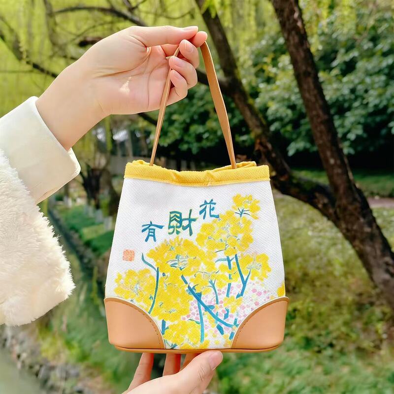 Dongmei Wealth Flower Bag March Spring Limited Edition Rapeseed Flower Q-Flower Small Square Handbag Lingyin Cultural and Creative Products