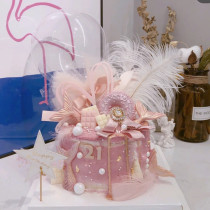 Retro diamond bow cake decoration powder feather balloon plug-in acrylic dessert table dress up supplies