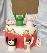 Xiaohong book net red confession with the same card raising hand pig frog bear cake decoration handwritten paper card