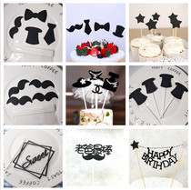 Black beard English birthday card Elegant British gentleman style suit Small fragrant cake decoration five-pointed star