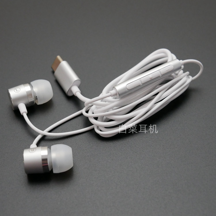 Big factory TYPE-C earphones, flat mouth era, in-ear metal design, mobile phone wire-controlled call tuning earplugs