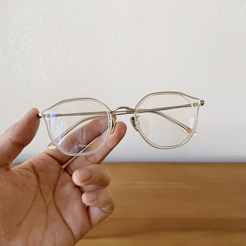 Han Edition Retro Art Ultra Light Metal Spectacle Frame Transparent Polygon Near eye frames Box Men and women Height