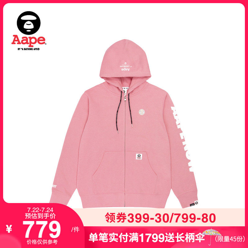 Aape men's autumn and winter ape Yan badge letter printing multi-color casual hooded velvet sweater 3615XXD