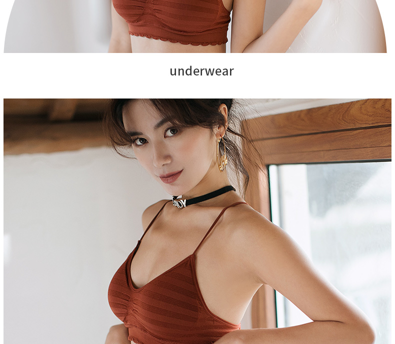Vẻ đẹp trở lại đồ lót nữ đeo chéo gợi cảm thu thập dây đai áo vest lưới đỏ nổ phần đáy mà không có vành ống mỏng - Ống áo lót học sinh