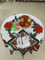 Christmas round tablecloth export European and American pastoral Christmas flower Kitchen restaurant decoration rectangular table cloth fabric