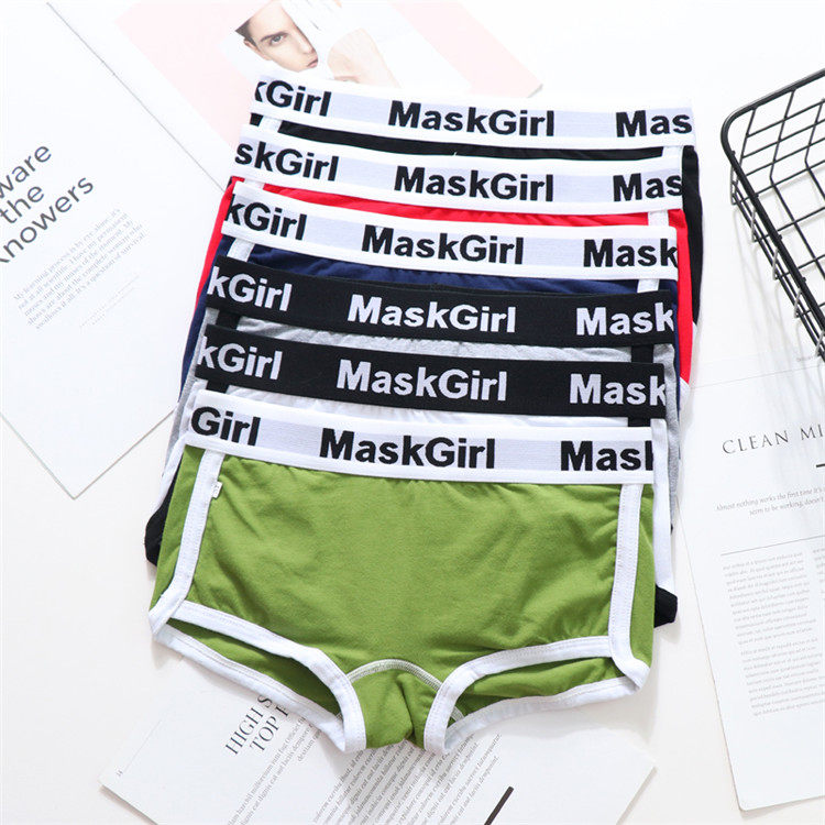 les panties handsome t solid color cotton women's panties square boxer neutral bag hip wide side large size dancing safety pants