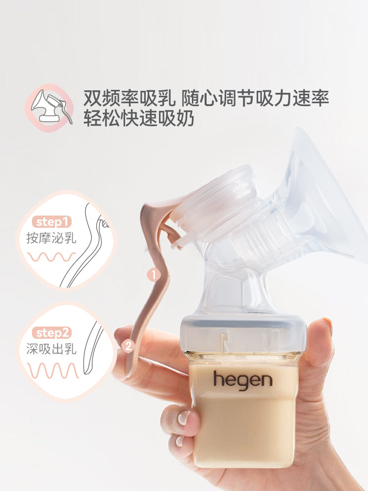 Hegen Original Imported Manual Breast Pump, Comfortable Pumping, Strong Suction, Suitable for Pregnant and Postpartum Women