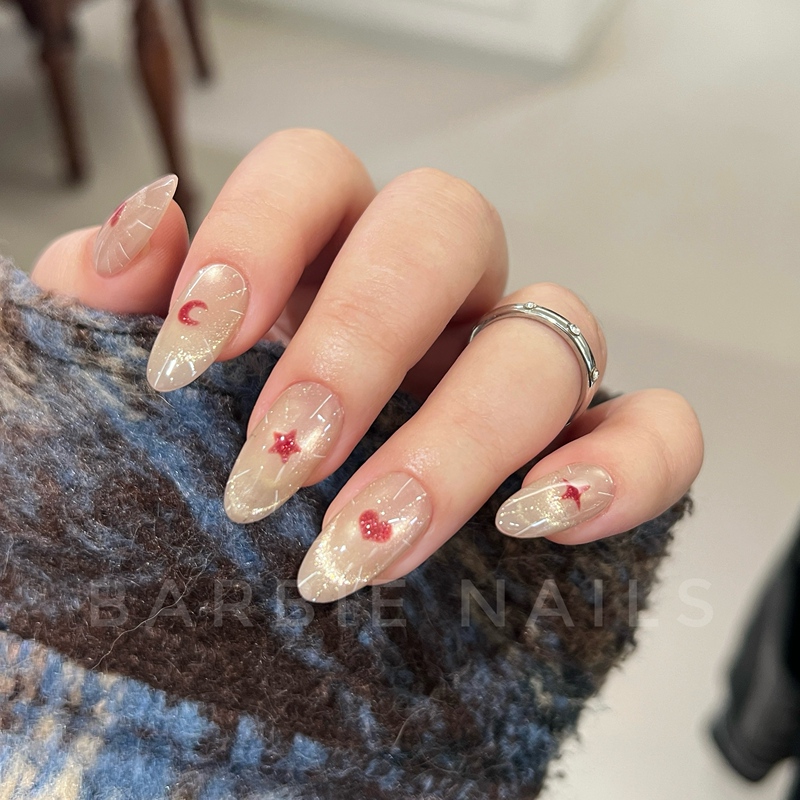 Barbie Nails Handmade Phototherapy Nail Products Wearable Nails Bb291 Holy Light Glass Beads Galaxy French Cat Eye