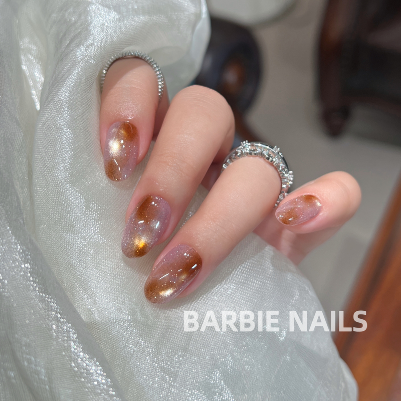 Barbie Nails Handmade Phototherapy Nail Products Wearable Nails Bb333 Autumn Pink Purple Platinum Amber Cat Eye