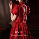 Toast dress bride 2022 new wine red engagement dress cheongsam back door temperament dress skirt female small