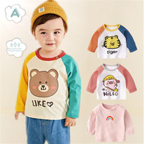 Baby spring autumn thin long sleeves T-shirt blouses infant plus suede thickened warm clothes men and women sweaters jersey undershirts