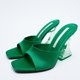 ZA women's shoes green plastic shoes heel high-heeled shoes women's 2021 European and American square toe open toe back empty one word strap sandals