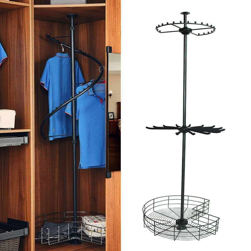 Wardrobe Corner Hanger Cloister Cloakroom 360 Degrees Swivel Hanger Cabinet Inner Multifunction Pants Rack Corner Clothing Basket