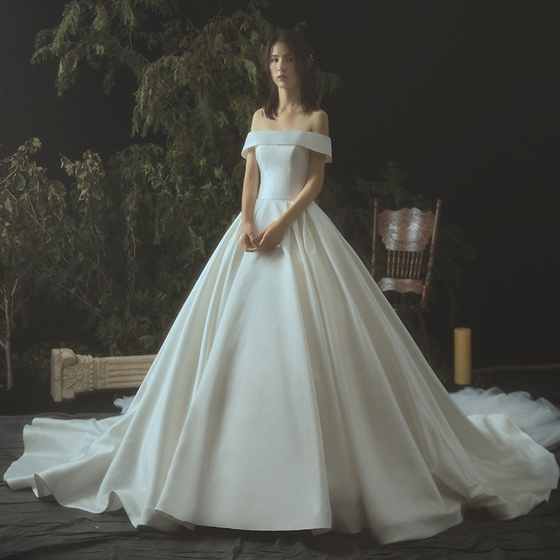 Wedding dress for pregnant, 2019, open shoulders, suitable for teen
