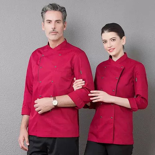 Шеф -поварная одежда мужская длинная рукава осенняя и зимняя одежда, отель, кухонная одежда, магазин тортов, выпечка, одежда шеф -повара Женщины