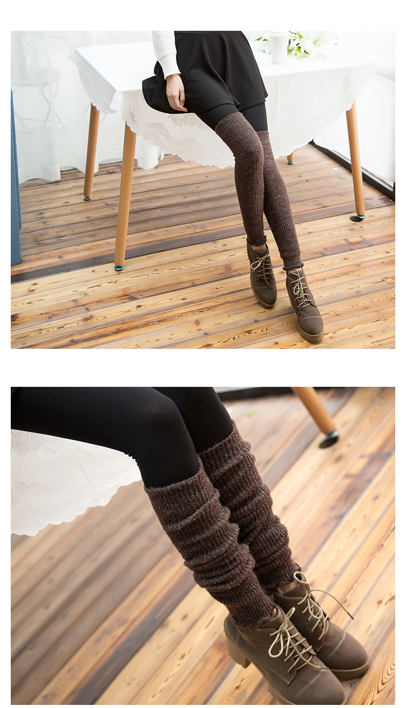 Quần legging tất nữ trên đầu gối vớ cao mùa thu và mùa đông dày ấm và dài len chất đống vớ đỏ cà phê trắng vàng vớ khử mùi chống trượt