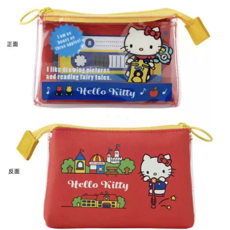 Japanese New Style Kitty Cat Record Tape Storage Bag Pvc Transparent Cartoon Cute Cosmetic Bag Lipstick Small Bag