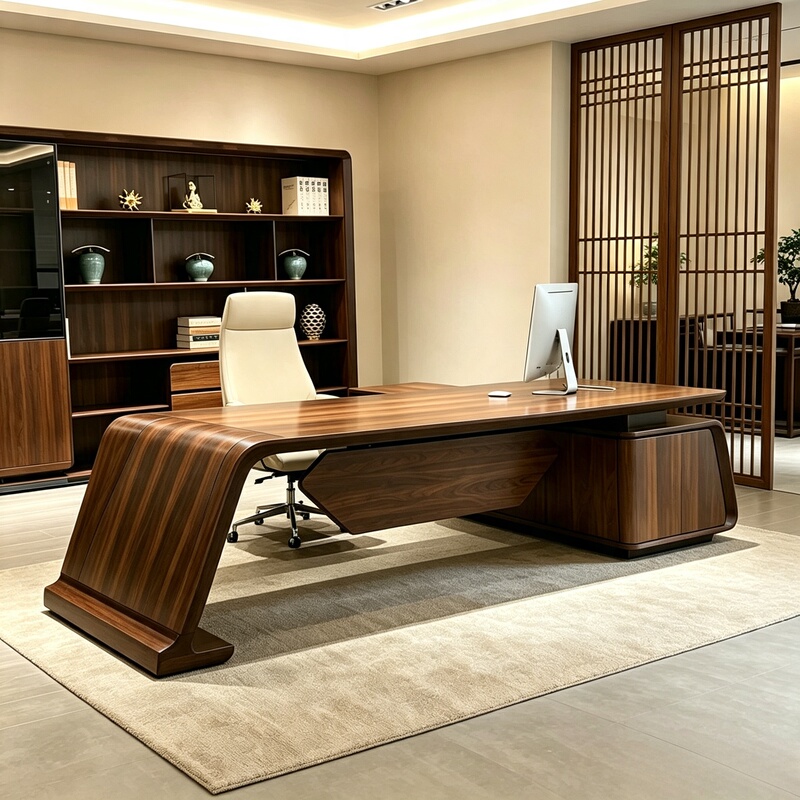 Song-Style Aesthetics, North American Walnut Executive Desk, Modern Minimalist Solid Wood Executive Desk, Office Desk and Chair Set Song-Style Aesthetics, North American Walnut Executive Desk, Modern Minimalist Solid Wood Executive Desk, Office Desk and Chair Set