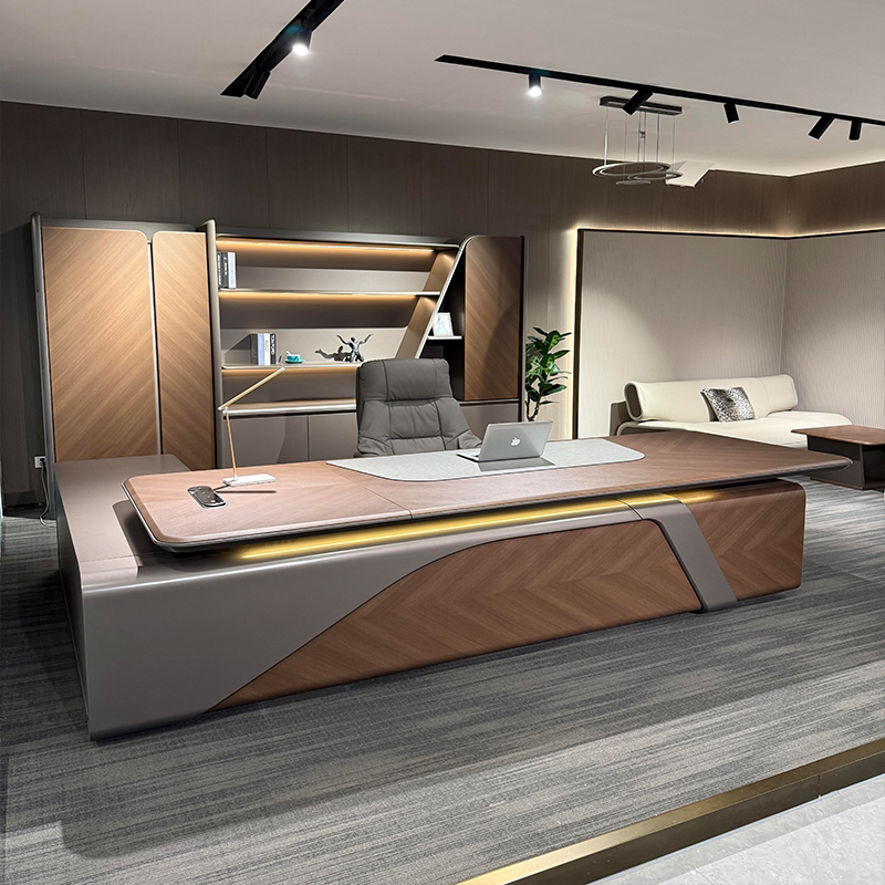 Modern Light Luxury Slate Executive Desk, Boss Desk, L-Shaped Office Furniture with Manager's Desk, Office Ceo Desk