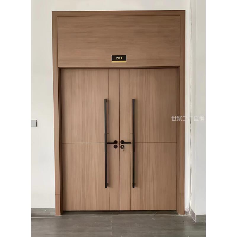 Double-Opening Office, Kindergarten, Room, Bedroom, Indoor Retro Soundproof Silent Wooden Door, Paint-Free Solid Wood Composite