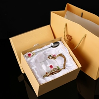 Красный приветственный весенний цветочный карлик+эмалевая ложка+подарочная коробка