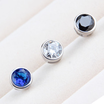 Chunyan 925 silver mens stud earrings single Korean fashion round black earrings hipster Korean simple ear jewelry