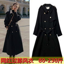 Windbreaker jacket female fat plus size fat mm200 kg 2021 new spring and autumn thin over-the-knee mid-length windbreaker