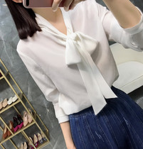 Large size womens clothing fat mm200 kg chiffon lace-up shirt womens fat plus size chiffon shirt shirt commuter bottoming