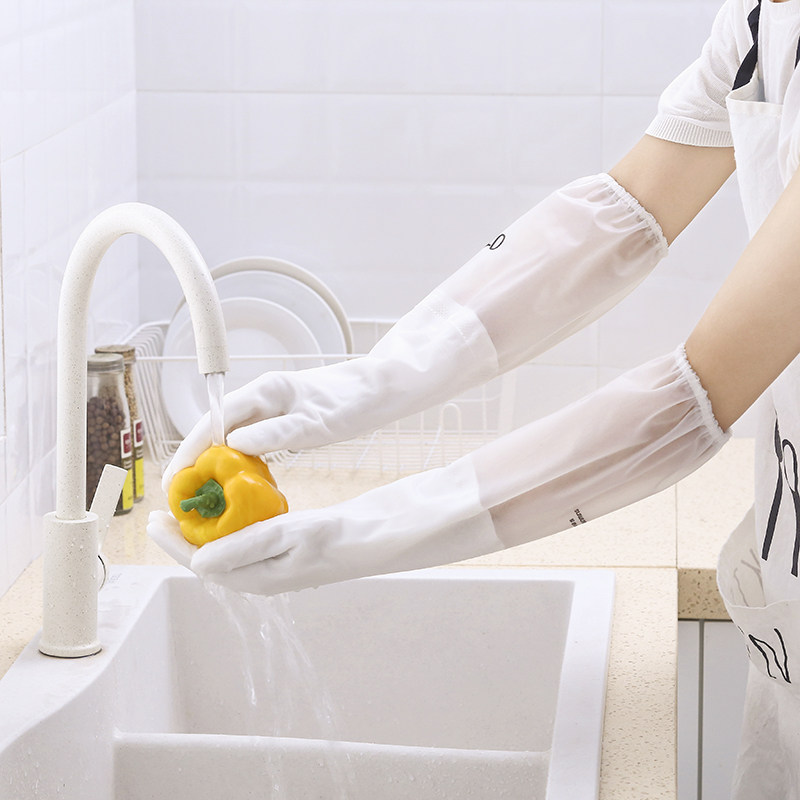 Dishwashing Gloves Women Kitchen Housework Durable Waterproof Non-slip Plus Suede Thickened Rubber Leather Clean Wash Clothes God