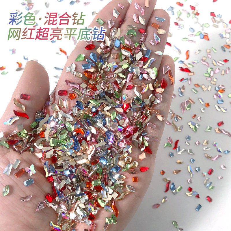 Wen Elf Explosions Mini small size Maillard Flat Shaped Diamond Net Red Nail Super Flash Diamond Nail Diamond Jewelry