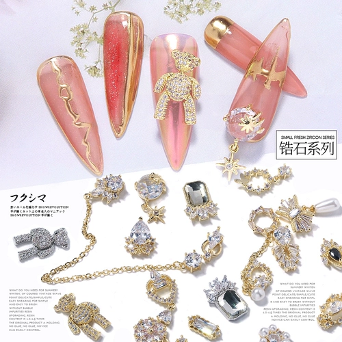 Бриллиантовый лак для ногтей для ногтей для маникюра, алмаз, небольшой аксессуар с бантиком, популярно в интернете, с медвежатами, новая коллекция