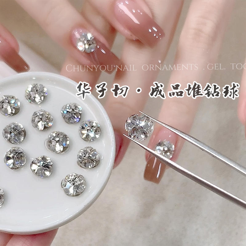 High-Quality Sparkling Nail Art Decorations with New White Iridescent Rhinestones and Diamond Balls