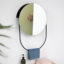 Room makeup mirror wall with European-style light extravagant bedroom dressing mirror wall-style household toilet circular hanging mirror