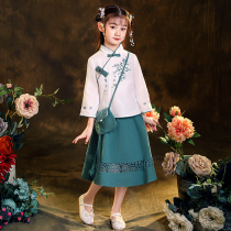 Hanfu girl Chinese style cotton and linen children Tang suit two-piece long sleeve girl Republic of China style Princess ancient costume autumn dress