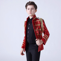Boys dress stand collar suit suit suit childrens model catwalk fashion suit male attire host performance suit