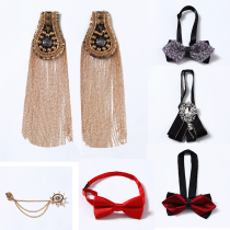 Boys suit dress tassel epaulettes crystal rhinestones star rhinestones bow tie brooch accessories childrens costume