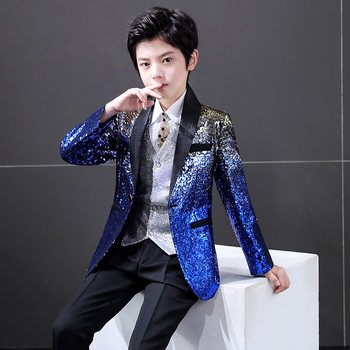 Children's Suit Set, Boy's Formal Wear, Stage Performance Costume, Host's Catwalk Performance Outfit, Boy's Suit Jacket