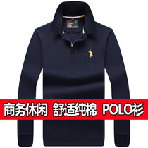 Business big code mens clothing pure cotton long sleeve t-shirt man polo turned pure Paul Compassionate Mens Autumn Clothes Dads Bottling C