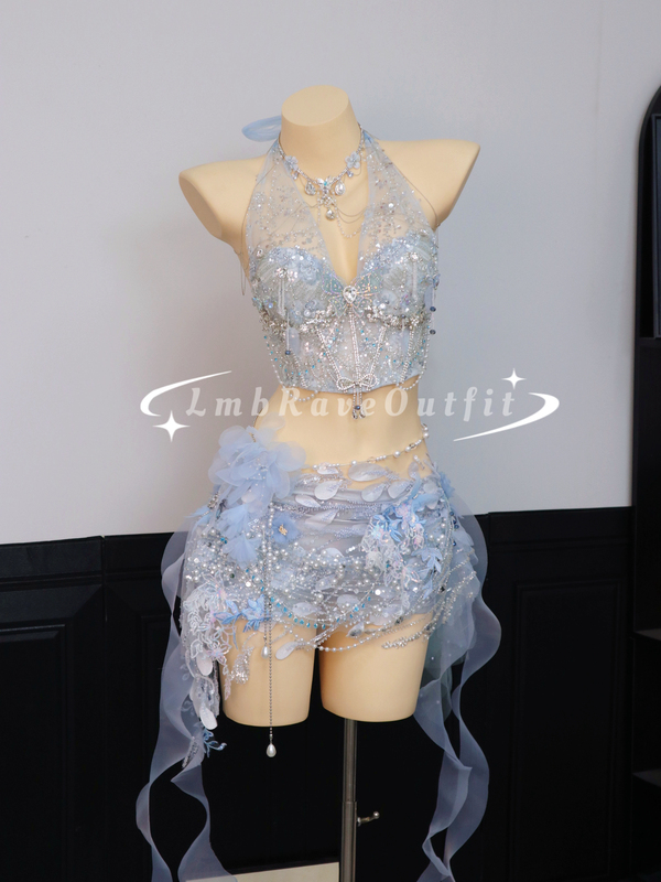 Raveoutfit|Icelandic Island Luxurious Full Diamond Sequin Fairy Dress for Photo Shoots and Electronic Music Festival Tutu Raveoutfit|Icelandic Island Luxurious Full Diamond Sequin Fairy Dress for Photo Shoots and Electronic Music Festival Tutu
