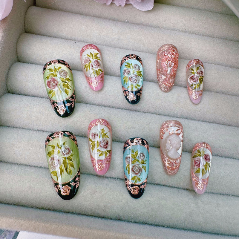 Handmade Nails 25109 Florence Full Nail Type Ss ins Xiaohongshu High-End Luxury Manicure Handmade Nails 25109 Florence Full Nail Type Ss ins Xiaohongshu High-End Luxury Manicure
