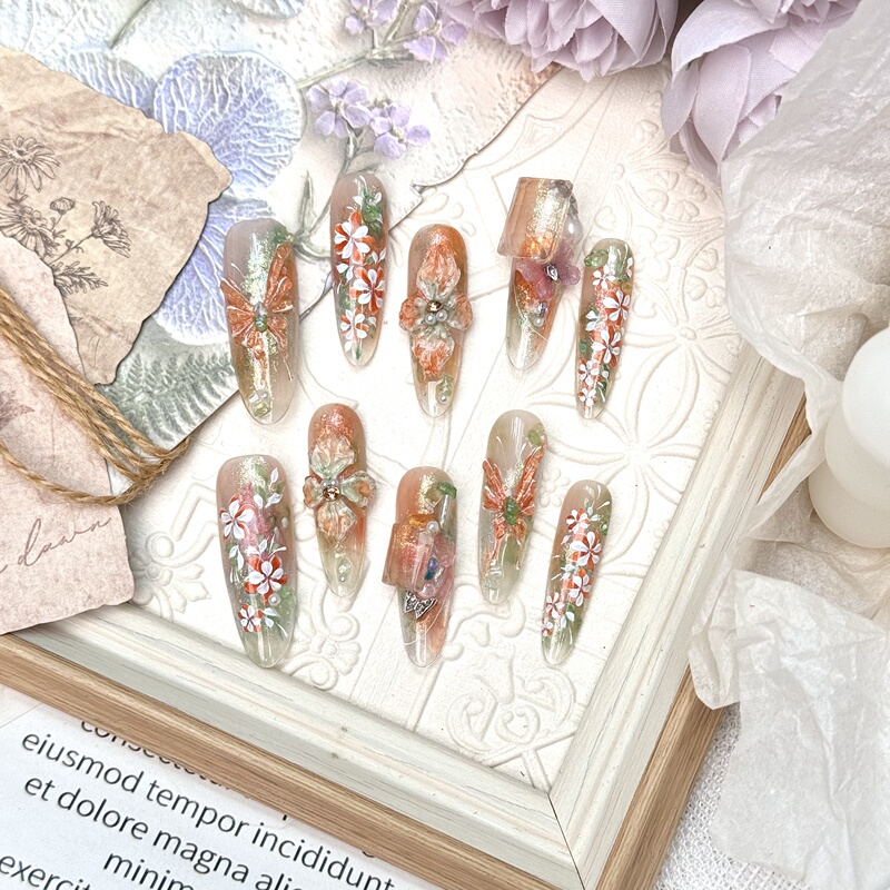 Handmade Nails 26095 New Light (Default No Rhinestones) Full Nail Type Jia ins Xiaohongshu High-End Luxury Manicure