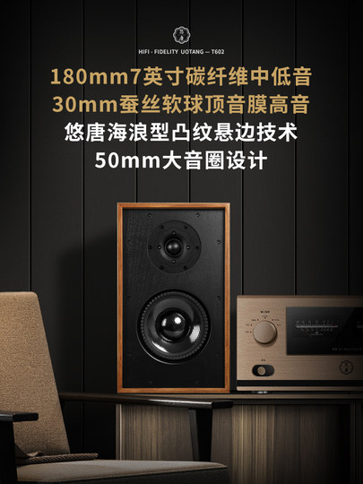 Youtang T602 Passive Speaker Hifi Audiophile Bookshelf Speaker Birch Plywood Carbon Fiber Two-Way Professional Audio