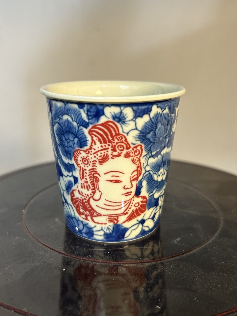 Jingdezhen Ceramics Old Factory Porcelain hand-painted yellow rare earth Wanhua Coke cup glaze Lower color green flower glazed red master's cup-Taobao