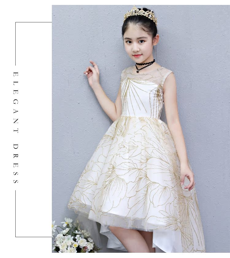 Cô gái công chúa váy pettiskirt trẻ em mô hình sàn catwalk buổi tối ngắn ngắn sinh nhật dài trang phục piano chân váy trẻ em 11 tuổi