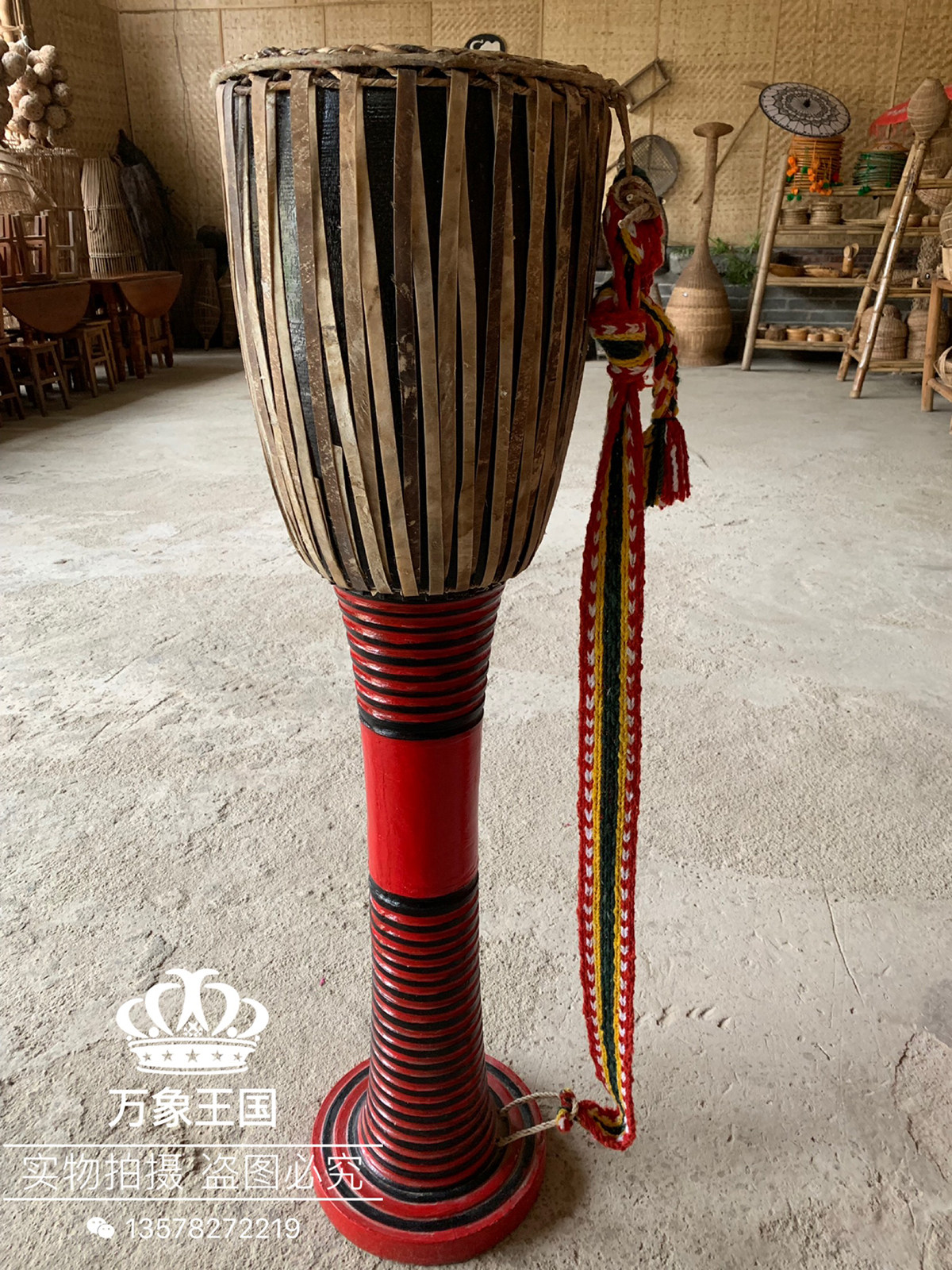 #122cm 象足太鼓# 雲南省の民族太鼓、タイ族の象足太鼓。ダンス楽器、レストランの装飾、子供用太鼓としても使われます。